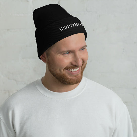 Umgeschlagene Beanie Mütze Bestickt